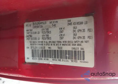 2001 Dodge Dakota Slt/Sport z USA, uszkodzony, nr VIN 1B7GL22X11S286135